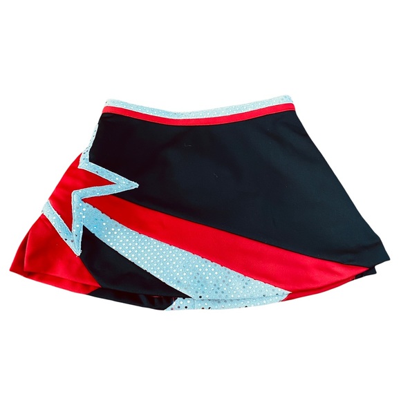 Spirit Innovations Red White Black Star Cheerleading Uniform Circle Skirt - Picture 3 of 12